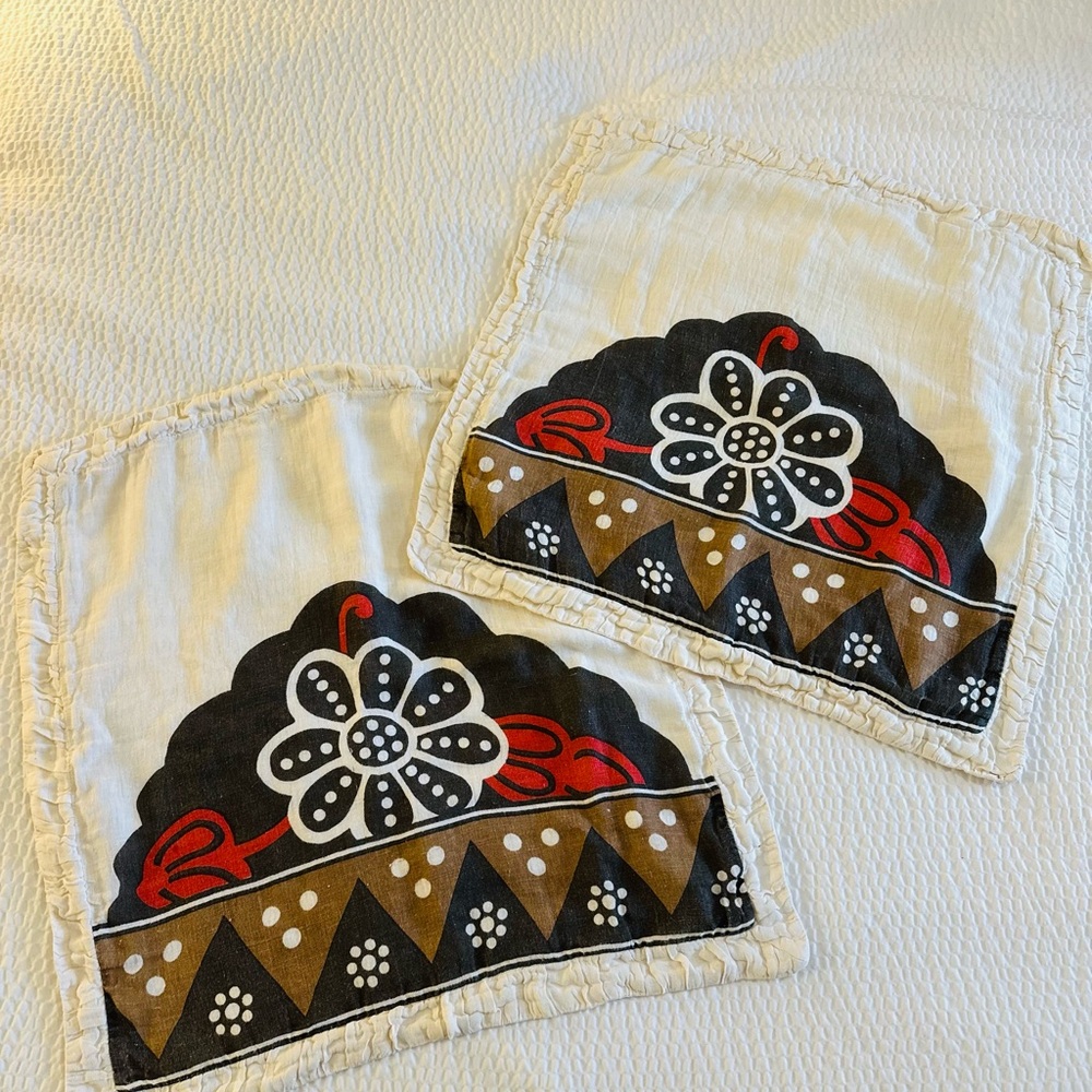Urban Outfitters Black and Red Floral 100% Linen Pillow Covers